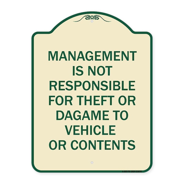 Signmission Management Is Not Responsible for Theft or Damage to Vehicles or Contents Alum, 24" H, TG-1824-23878 A-DES-TG-1824-23878 - main